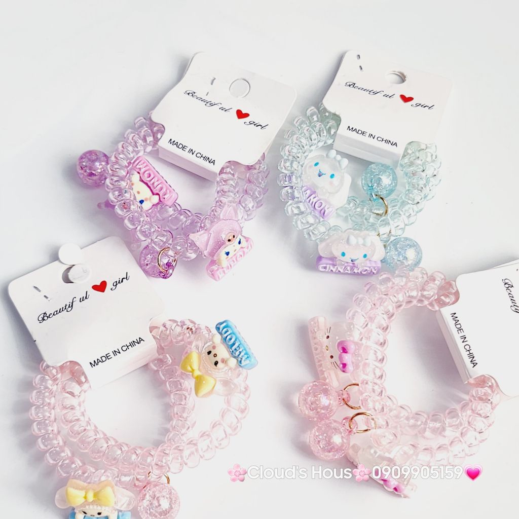 Đồ cột tóc dây xoăn trong Charm hoạt hình (cặp)