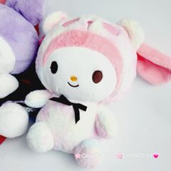Gấu Bông My Melody & Kuromi Cầu Vồng Đeo Nơ Đen nhỏ