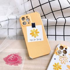 CASE IPHONE HOA Cúc Vàng Thêu Chất Nhám Da