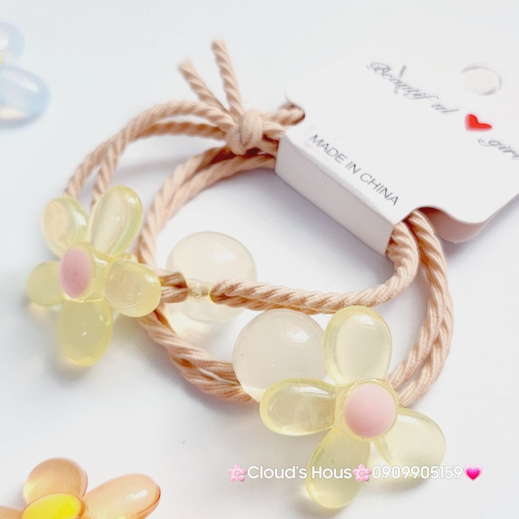 Đồ cột tóc dây thun Charm Hoa trong nhiều màu (cặp)