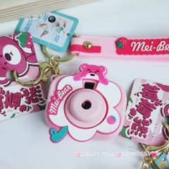 Móc Khóa Máy Ảnh Gấu Dâu Lotso Có đèn Mi Bear
