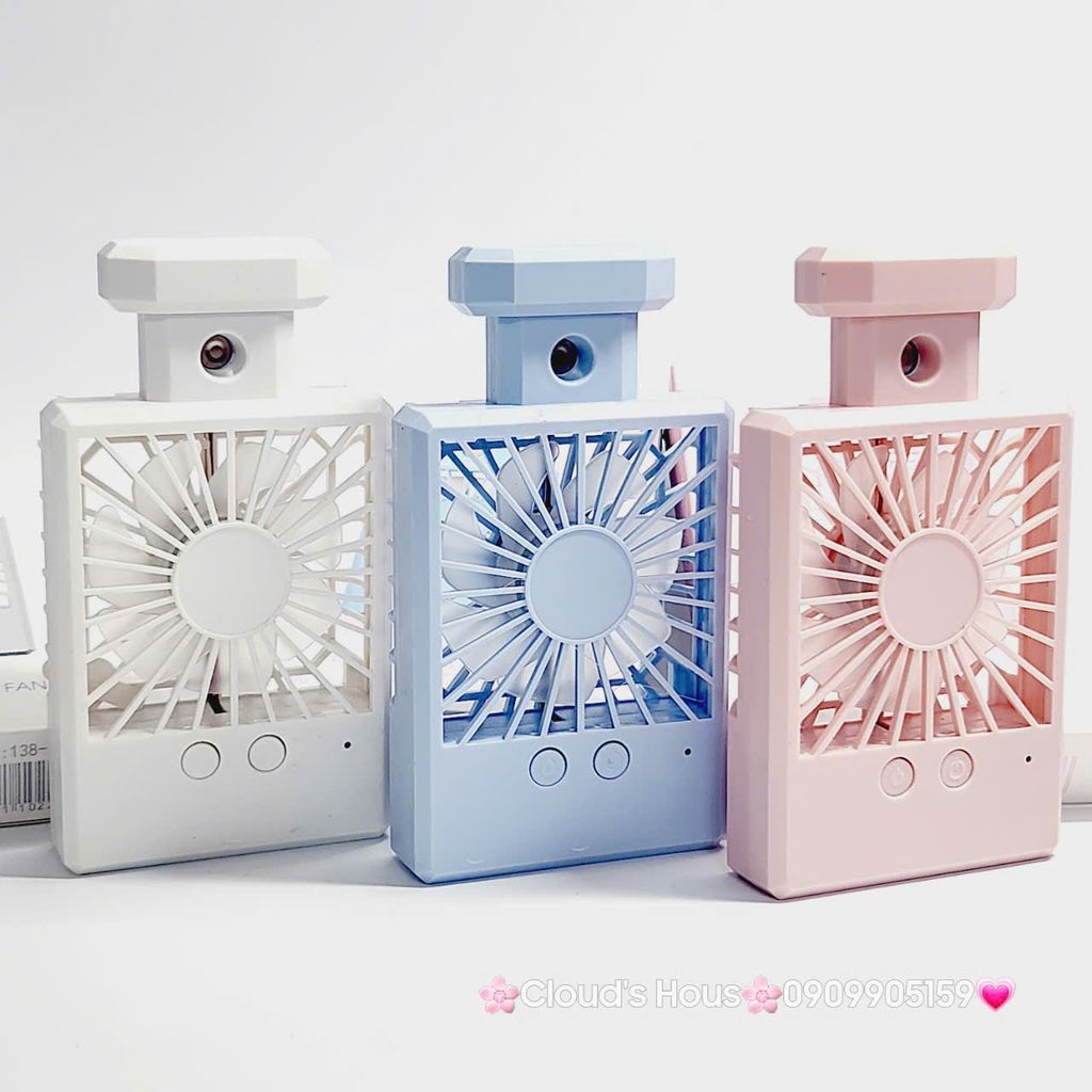 Mini Fan - Quạt Cầm Tay - Để Bàn Dáng Nước Hoa Có Phun Sương