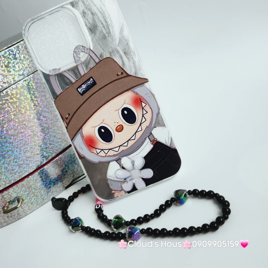 Case Ốp điện thoại iPhone Labubu Hoa Cúc Ánh Lông Vũ Bạc Hologram iPhone 7+/8+/X/XSM/11/12/13/14/15/Plus/Pro/Promax