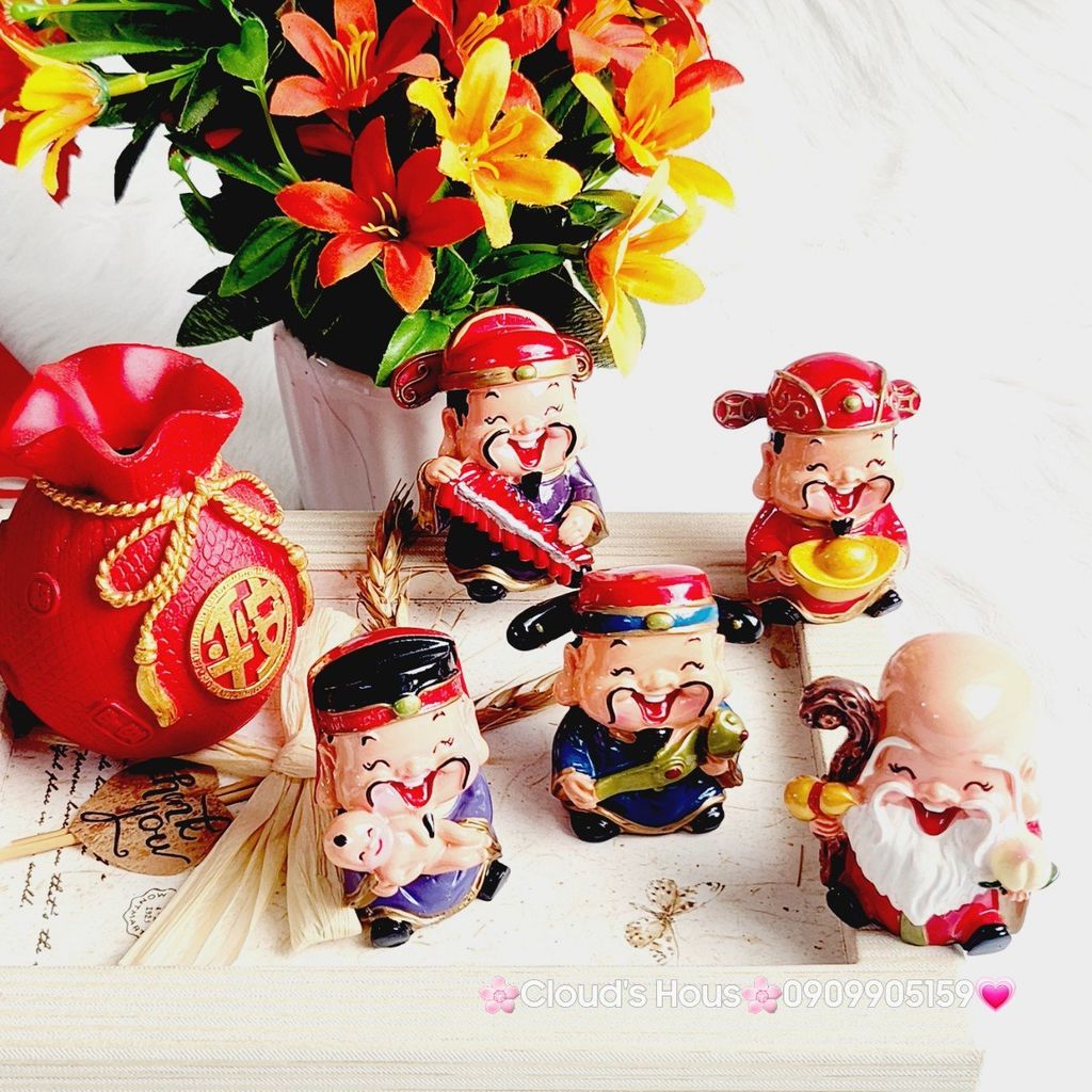 Bộ 5 Ông Tượng Thần Tài ( Phúc - Lộc - Thọ - Tài - Hỷ ) -trang trí nhà cửa