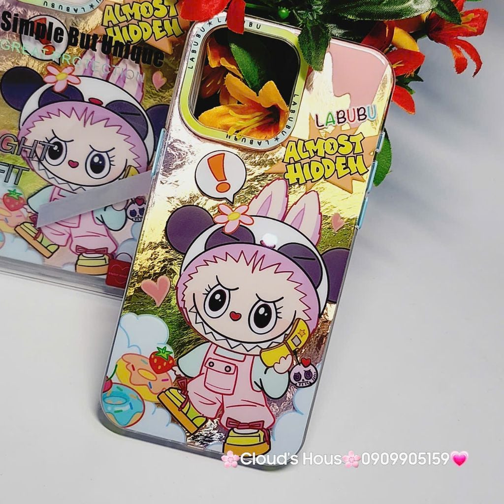 Case Ốp điện thoại iPhone Likgus Labubu Hồng Hologram iPhone 12/13/14/15/Pro/Promax