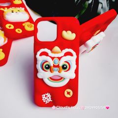 Case Ốp điện thoại iPhone Su dẻo Lân Đỏ kèm Popsocket iPhone 11/12/13/14/15/Pro/Promax - TẾT
