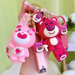MÓC KHÓA GẤU DÂU LOTSO Đầu To Cute Đáng Yêu (CẦM GẬY)