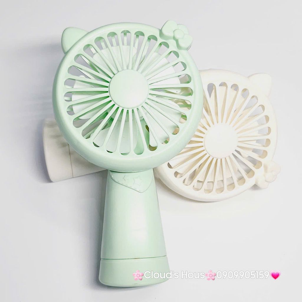 Mini Fan - Quạt Cầm Tay - Để Bàn Tai Mèo Màu Trơn Nhiều Màu