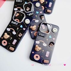 Case Ốp điện thoại iPhone Nền Đen Nhám Icon Nổi Viền Cam Titan iPhone 11/12/13/14/15/Pro/Promax