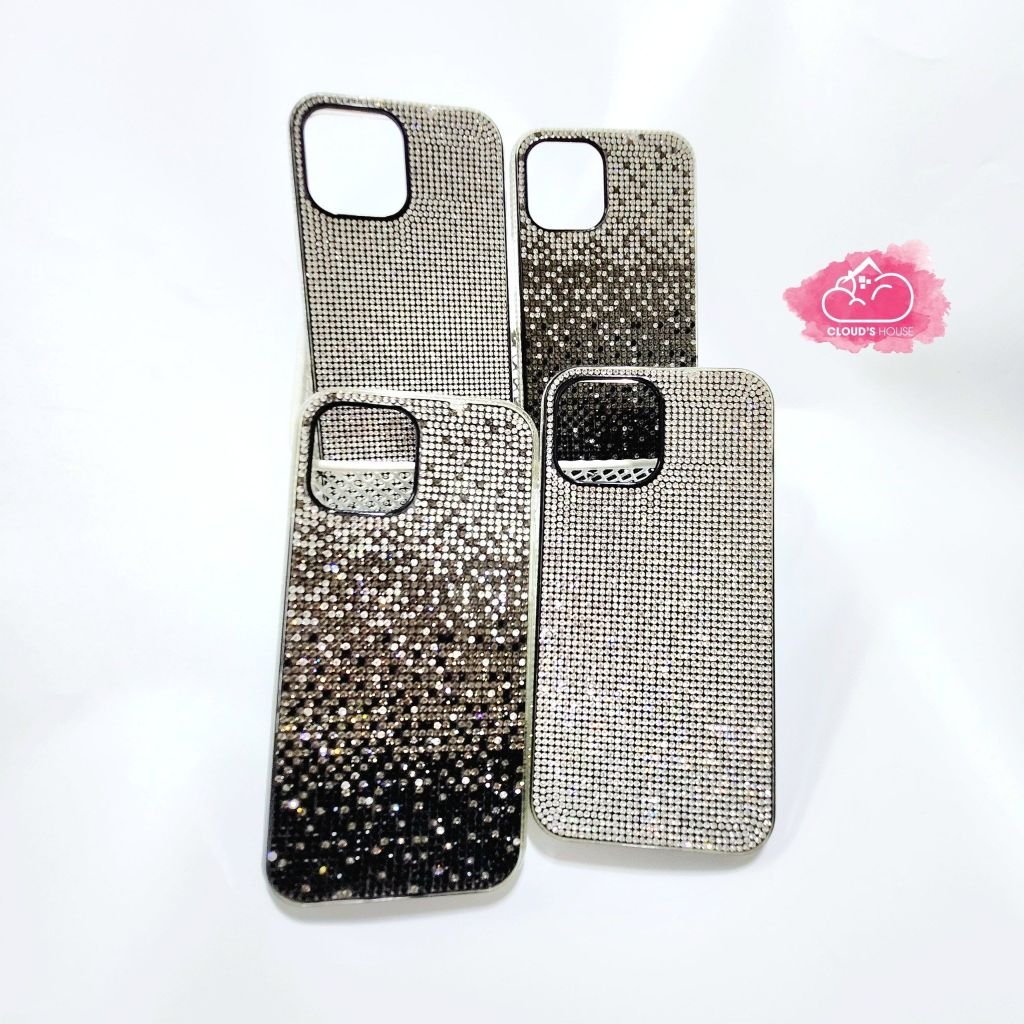 Case Ốp điện thoại iPhone Đính đá Trắng Bling bling sang chảnh iPhone 11/12/13/14/Pro/Promax