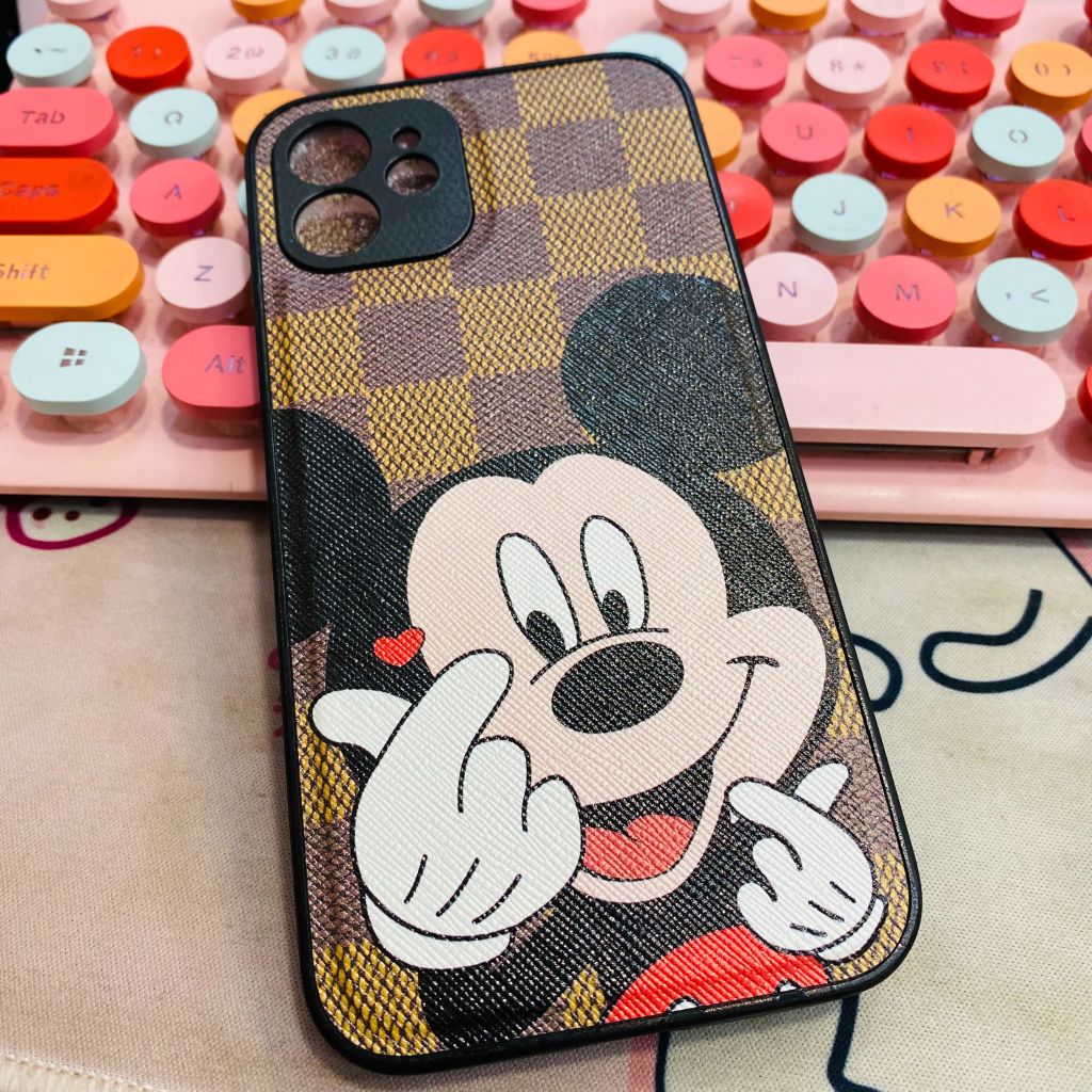 Case Ốp điện thoại iPhone Nhám da Mickey LV iPhone 7plus/X/XSm/11/11Promax/12/12Pro/12Promax