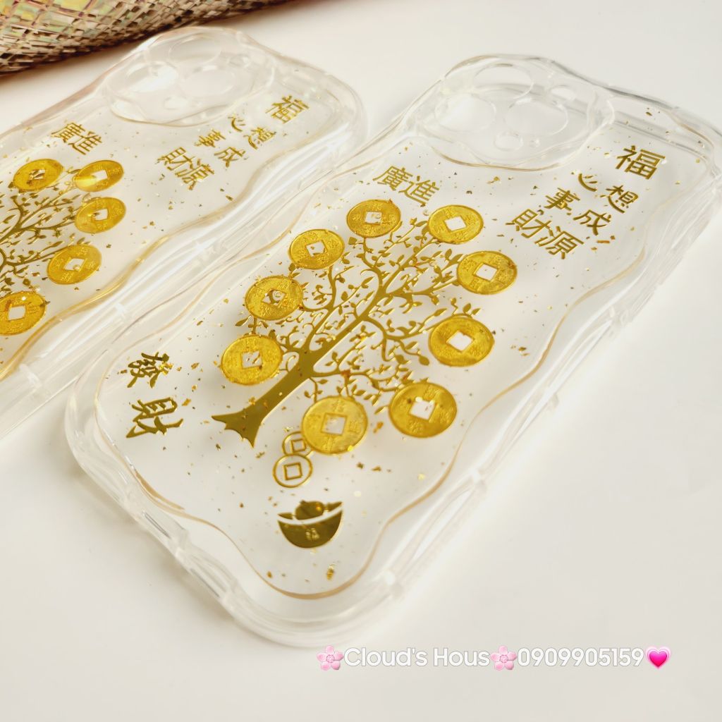 Case Ốp điện thoại iPhone Cây Mai đồng tiền phao trong dẻo chống shock iPhone 11/12/13/14/15/Pro/Promax TẾT