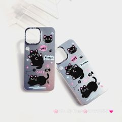 Case Ốp điện thoại iPhone Mèo Đen Kitten Nhám Hologram ánh bạc iPhone 11/12/13/14/15/Pro/Promax