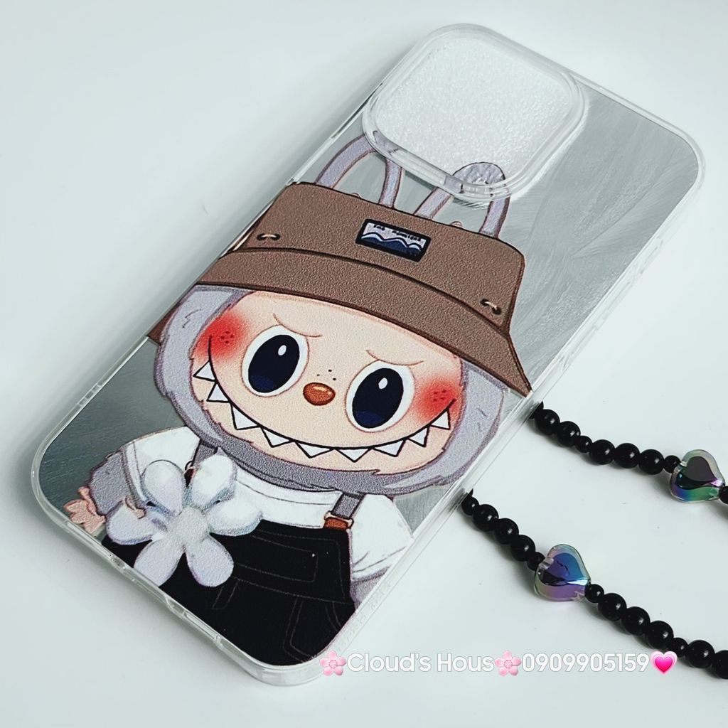 Case Ốp điện thoại iPhone Labubu Hoa Cúc Ánh Lông Vũ Bạc Hologram iPhone 7+/8+/X/XSM/11/12/13/14/15/Plus/Pro/Promax