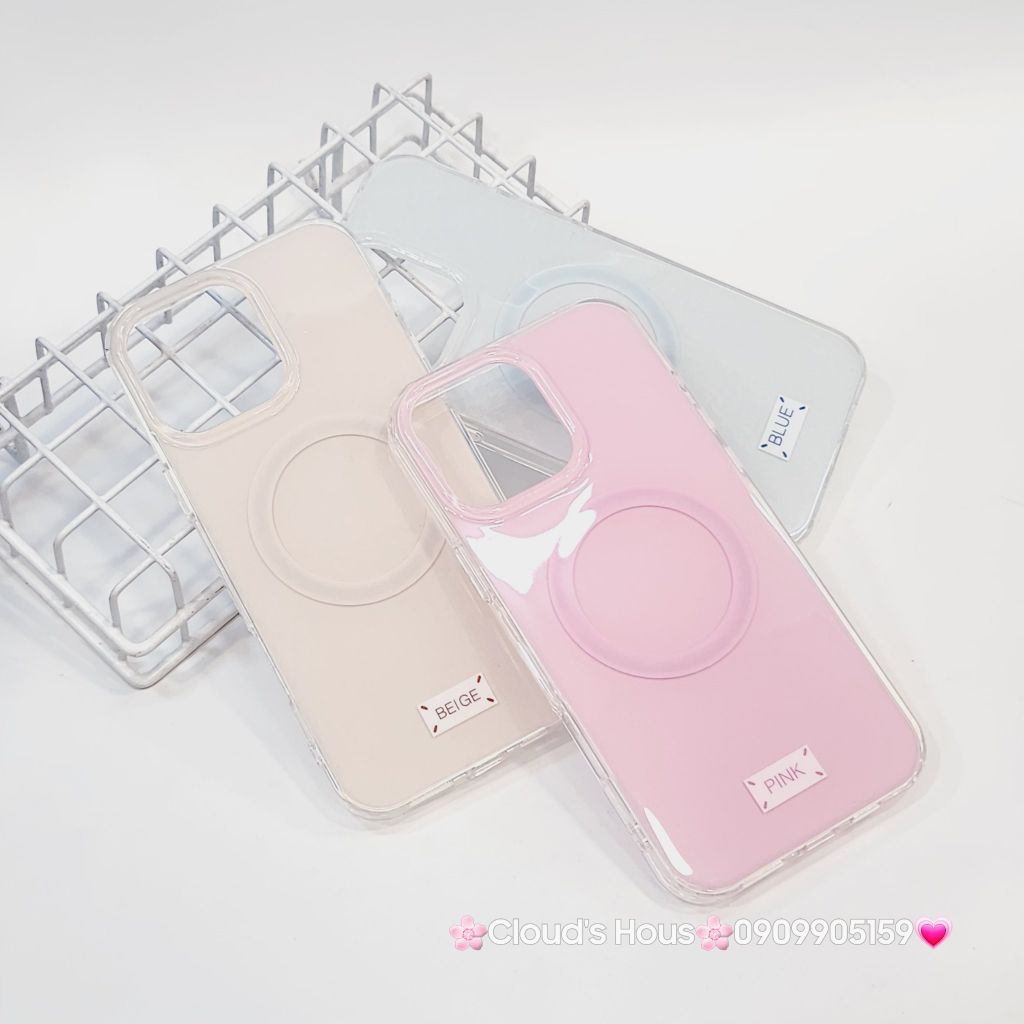 Case Ốp điện thoại iPhone Trong Crytal Magsafe Màu Beige Pastel Case iPhone 12/13/14/15/16/Pro/Promax