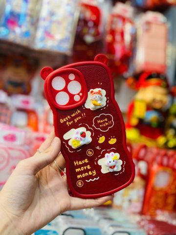 Case Ốp điện thoại iPhone Tai Gấu - Thỏ Tết icon nổi iPhone 11/12/13/14/Pro/Promax (2 mẫu) - TẾT