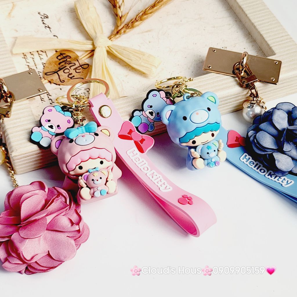 Móc Khóa Tình Mẫu Tử Đầu Xù Hello Kitty