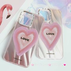 Case Ốp điện thoại iPhone Trái tim Love ánh hồng iPhone 11/12/13/14/15/Pro/Promax