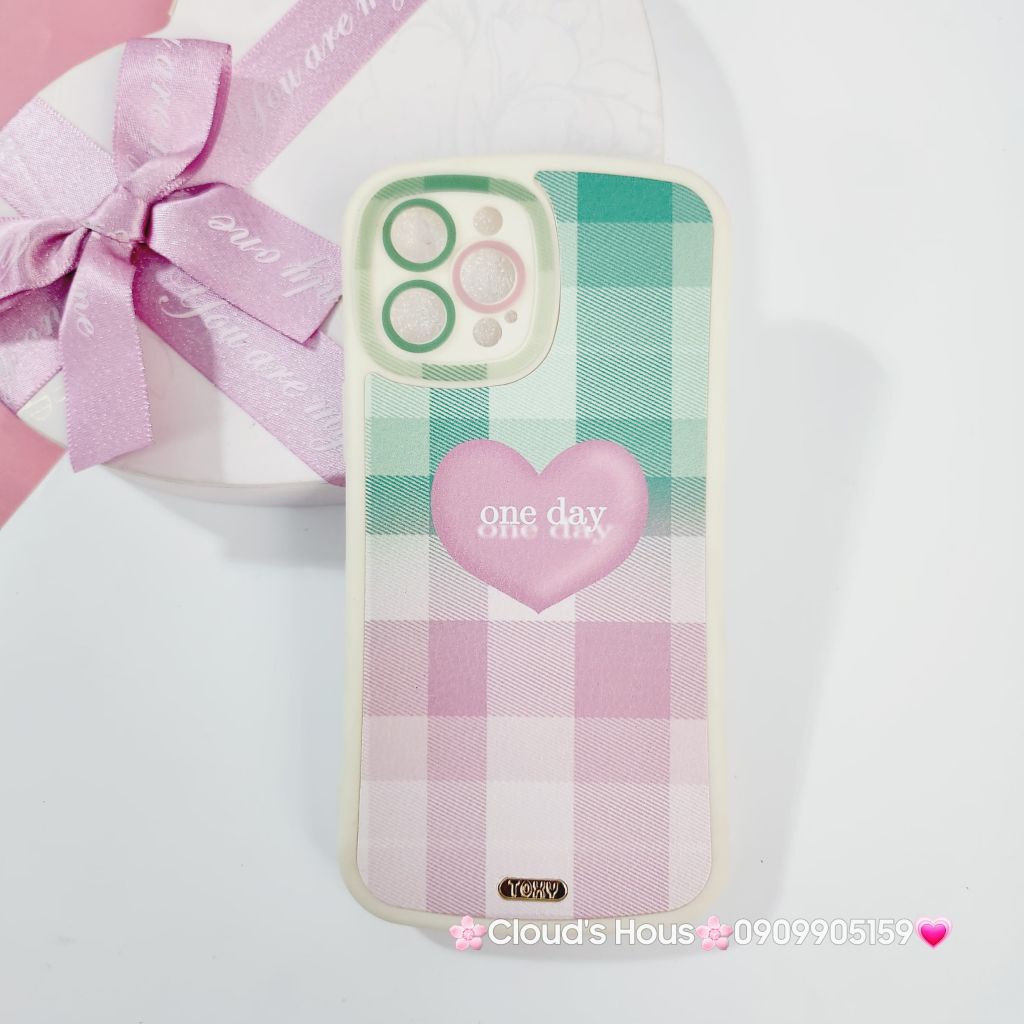 Case ốp điện thoại iPhone Nhám da Chống shock Tim one day Toxy form tròn iPhone 11/12/13/Pro/Promax