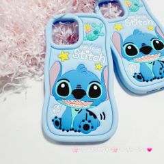 Case Ốp điện thoại iPhone Stitch xanh Su dẻo 3D Nổi iPhone 11/12/13/14/15/Plus/Pro/Promax