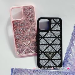 Case Ốp điện thoại iPhone Prada lưng đính đá bling bling sang chảnh iPhone 11/12/13/14/15/Pro/Promax