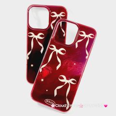 Case Ốp điện thoại iPhone Nơ Trắng Nền Đỏ White iPhone 12/13/14/15/16/Pro/Promax