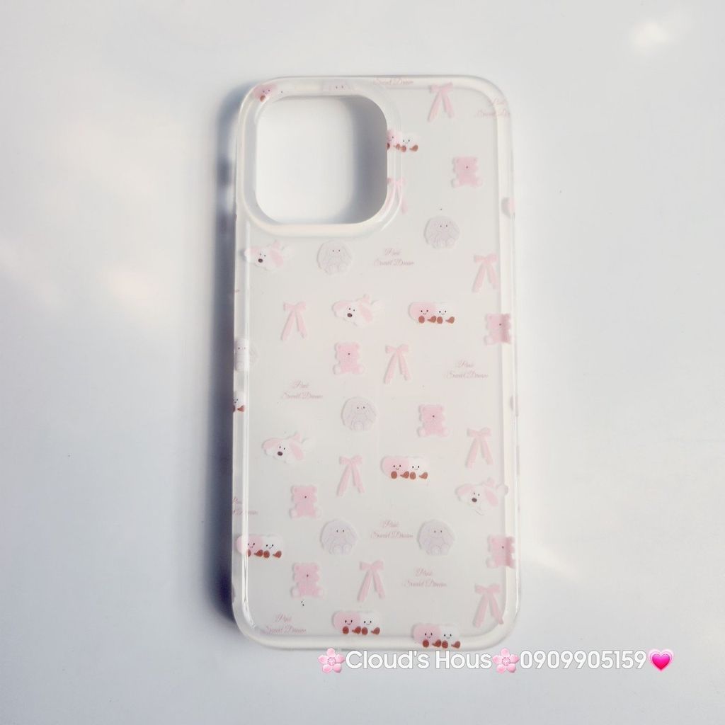 Case Ốp điện thoại iPhone Nơ Sticker Dễ Thương Nền Trắng iPhone 11/12/13/14/15/Pro/Promax