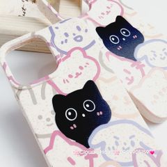 Case Ốp điện thoại iPhone Mèo Đen Cute dẻo nền trắng iPhone 11/12/13/14/15/Pro/Promax
