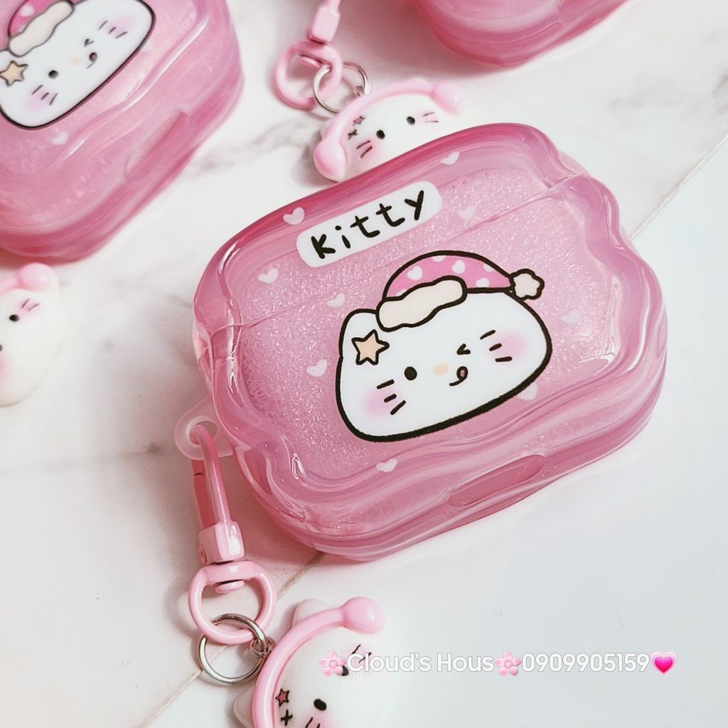 Cover Case Vỏ bảo vệ Airpod Mèo Kitty phao gợn sóng phao gợn sóng Airpod 1/2/3/Pro/Pro2
