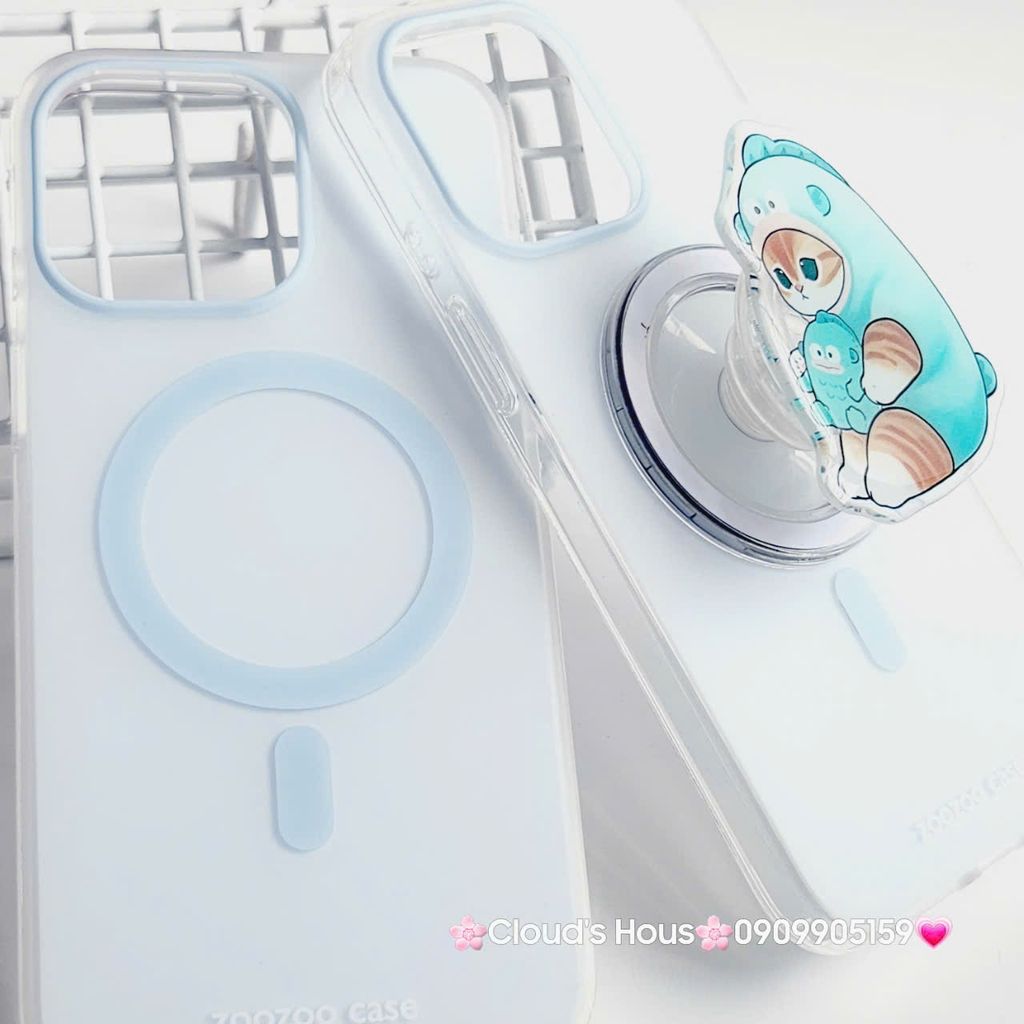 Case Ốp điện thoại iPhone Trong Nhám Magsafe Xanh dương Pastel Zoozoo Case iPhone 12/13/14/15/Pro/Promax