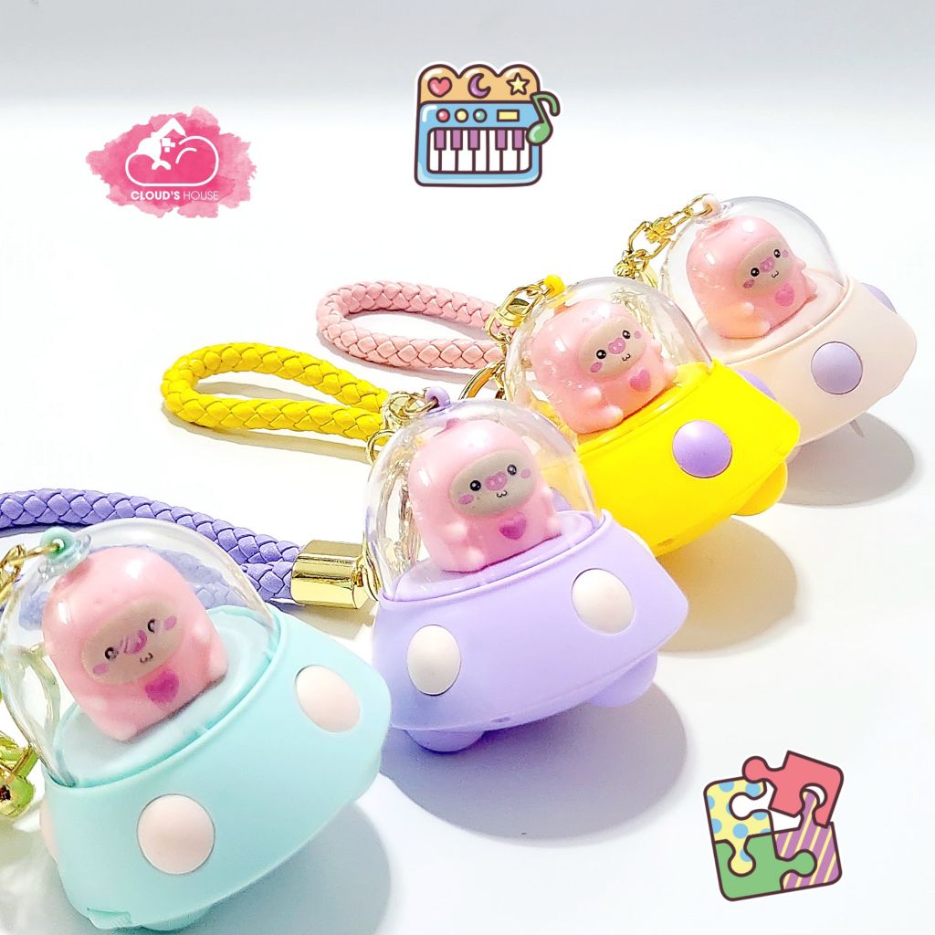 MÓC KHÓA UFO Có đèn Chiếu phim kèm dây da