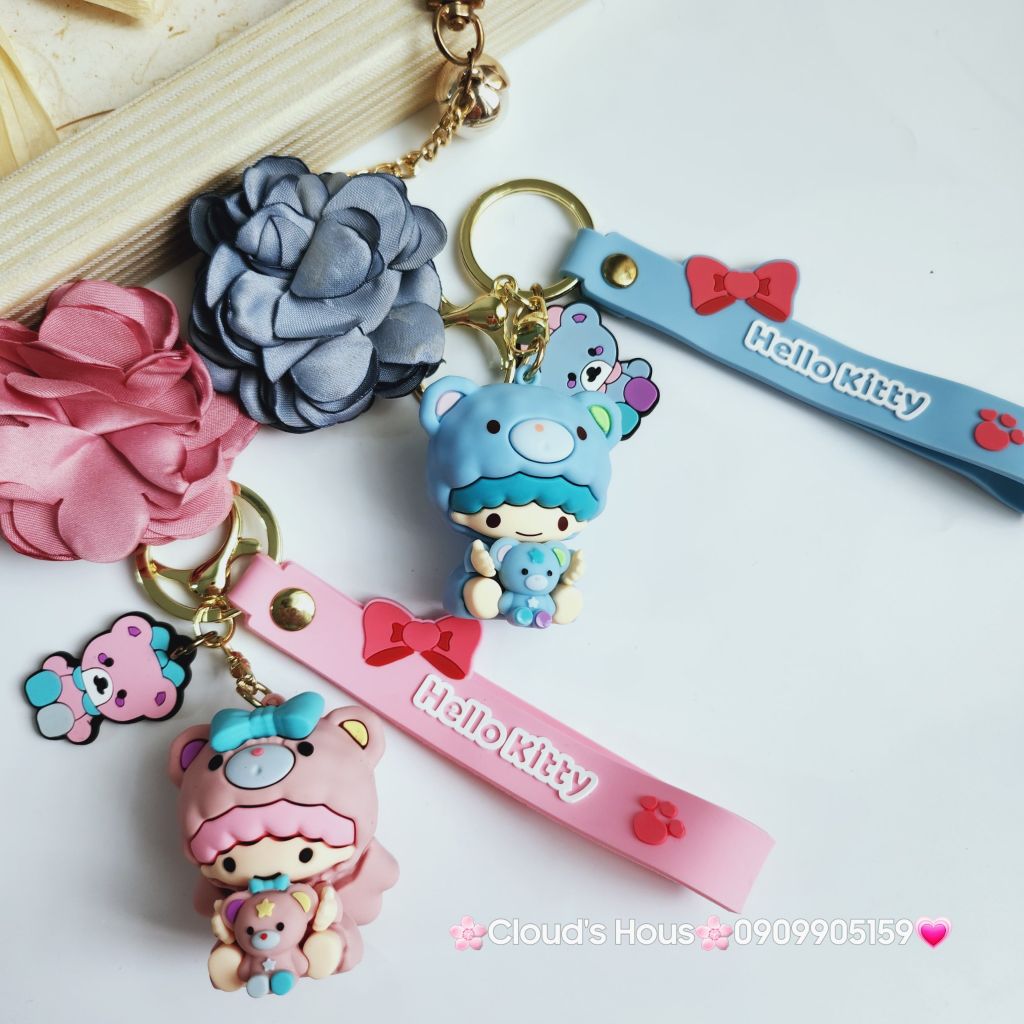 Móc Khóa Tình Mẫu Tử Đầu Xù Hello Kitty