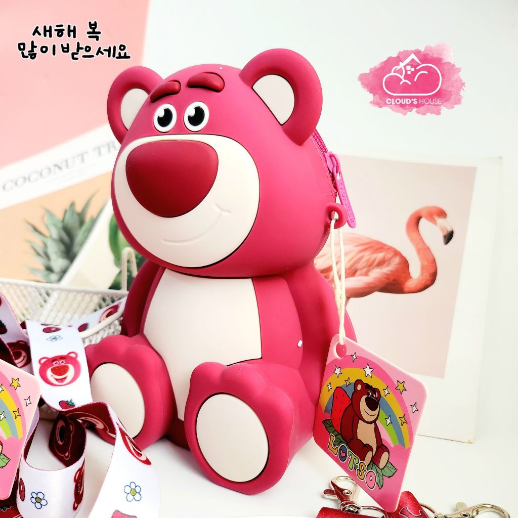 TÚI ĐEO CHÉO SILICONE GẤU DÂU LOTSO Màu đậm Chính Hãng Disney