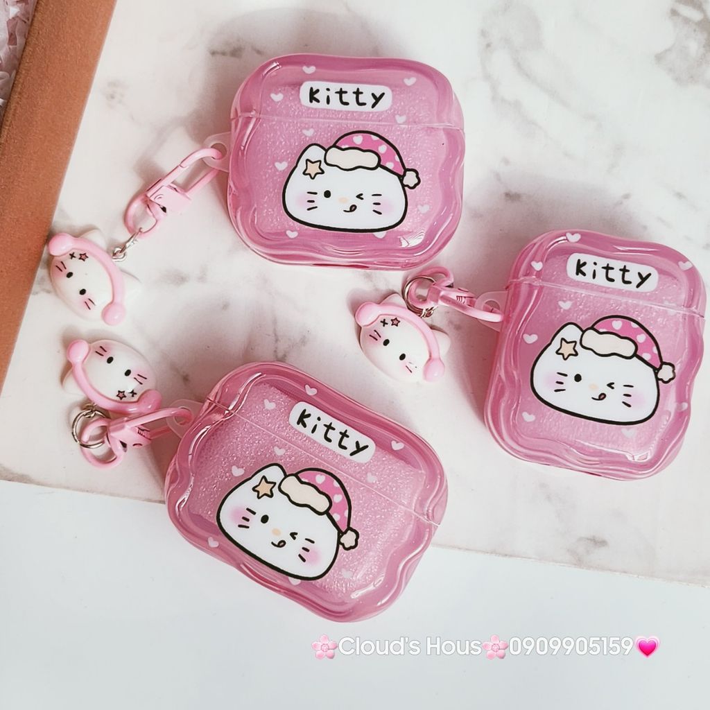 Cover Case Vỏ bảo vệ Airpod Mèo Kitty phao gợn sóng phao gợn sóng Airpod 1/2/3/Pro/Pro2