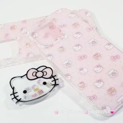 Case Ốp điện thoại iPhone Hello Kitty Nền Hồng PopSocket iPhone 12/13/14/15/16/Pro/Promax