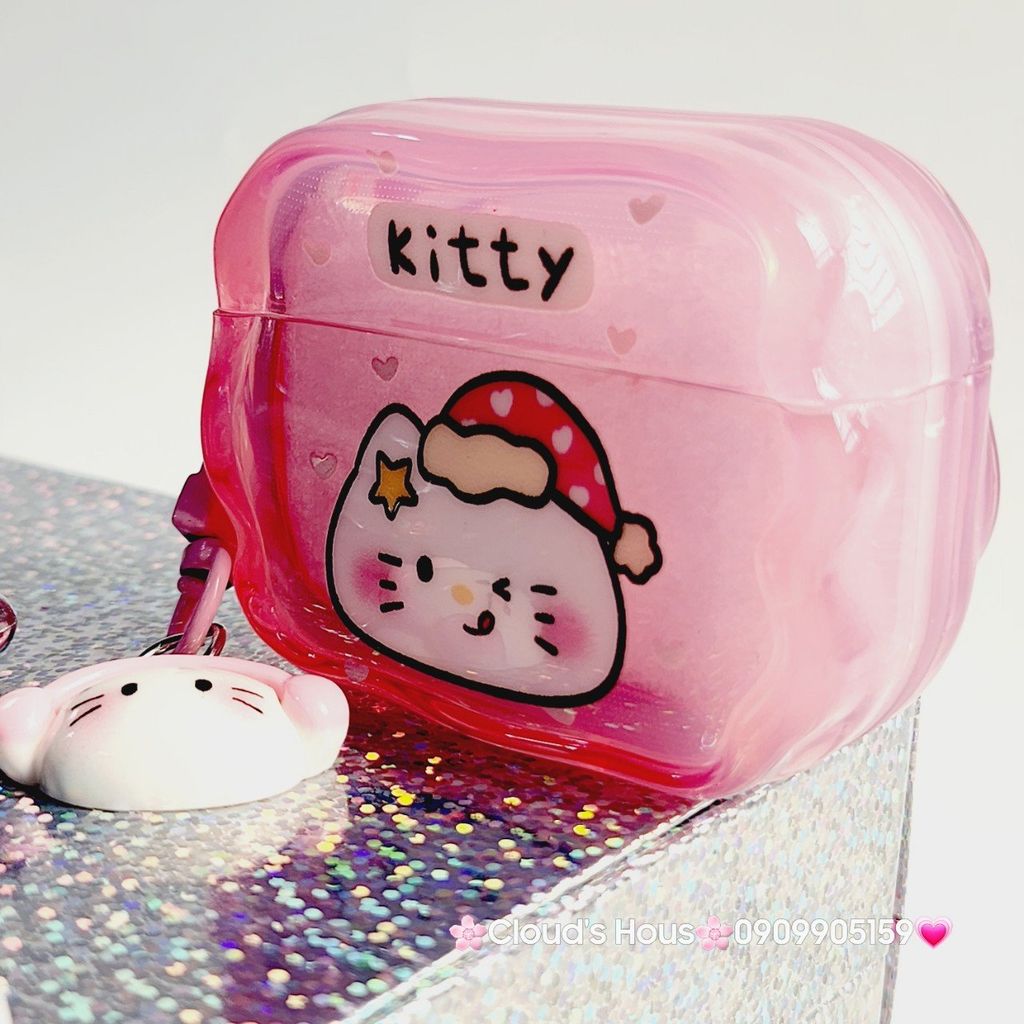 Cover Case Vỏ bảo vệ Airpod Mèo Kitty phao gợn sóng phao gợn sóng Airpod 1/2/3/Pro/Pro2