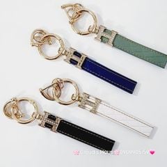 Móc Khóa Dây Da Hermes Đính đá Sang chảnh