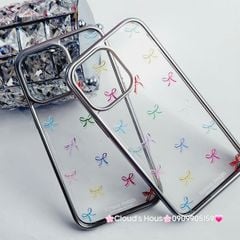 Case Ốp điện thoại iPhone Trong Nơ Nhiều màu viền bạc iPhone 12/13/14/15/Pro/Promax
