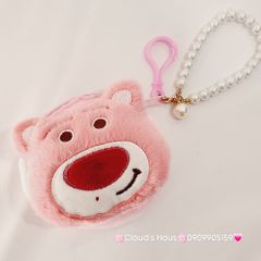 Bóp Móc Khóa Gấu Bông 3D Nổi Kèm Charm Lotso & Kuromi