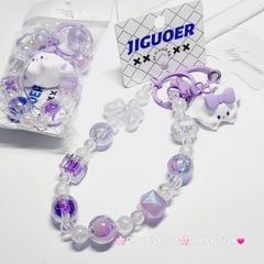 Vòng charm đeo tay hoạt hình kute Thỏ Tai Dài Nơ Tím