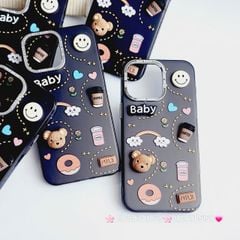 Case Ốp điện thoại iPhone Nền Đen Nhám Icon Nổi Viền Cam Titan iPhone 11/12/13/14/15/Pro/Promax