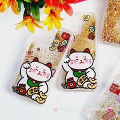 Case Ốp điện thoại iPhone Mèo May Mắn Nước Bling Bling iPhone 11/12/13/14/15/Pro/Promax - TẾT