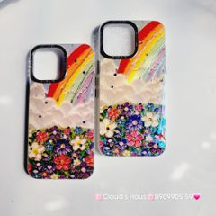 Case Ốp điện thoại iPhone Vườn hoa Cầu vồng Hologram Smile Kèm bảo vệ camera iPhone 11/12/13/14/15/Pro/Plus/Promax