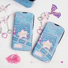 Case Ốp điện thoại iPhone Bao Da Jeans Sweet Kèm Charm iPhone 11/12/13/14/15/Pro/Promax