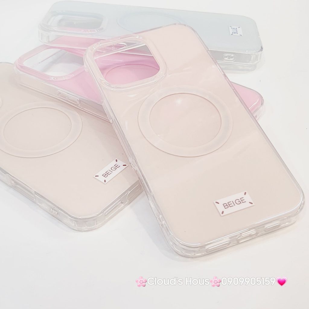 Case Ốp điện thoại iPhone Trong Crytal Magsafe Màu Beige Pastel Case iPhone 12/13/14/15/16/Pro/Promax