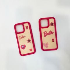 Case Ốp điện thoại iPhone Phao Viền Hồng Barbie & Celin icon nổi bánh bèo iPhone 11/12/13/14/15/Pro/Promax