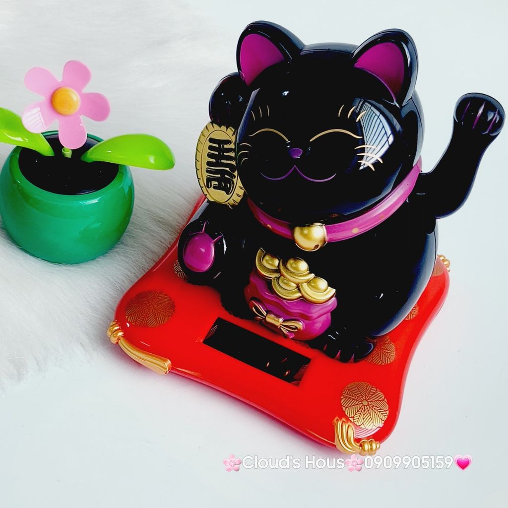 Mèo Thần Tài Nhựa Đen Size Siêu To