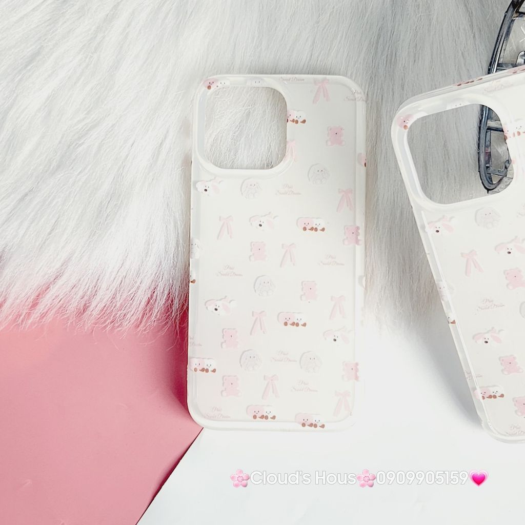 Case Ốp điện thoại iPhone Nơ Sticker Dễ Thương Nền Trắng iPhone 11/12/13/14/15/Pro/Promax