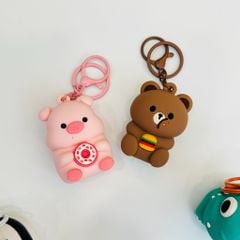 Móc Khóa Động Vật Con Thú Bóp Mắt Lồi Dễ Thương
