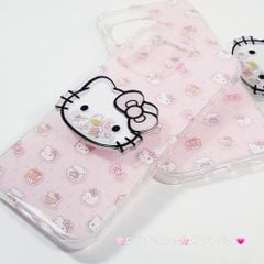Case Ốp điện thoại iPhone Hello Kitty Nền Hồng PopSocket iPhone 12/13/14/15/16/Pro/Promax